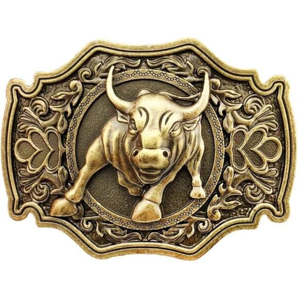 Long Horn Bull Rodeo Western Cowboy Belt Buckle For Men - Picture 1 of 5